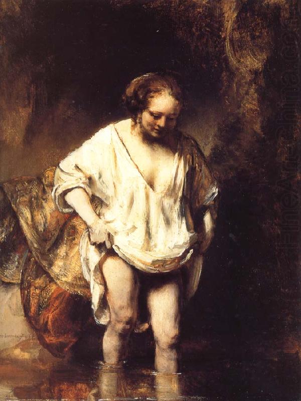 REMBRANDT Harmenszoon van Rijn A Woman Bathing in a Stream china oil painting image